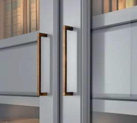 Gray bookcase with glass doors - stylish storage solution for your book collection