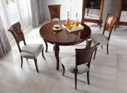Round dining table high gloss brown table dining set dining room set chairs 5 pieces.
