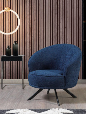 Armchair Luxury Single Seater Couch Textile Sofa Upholstered furniture Coucher BlaFabric  Textile