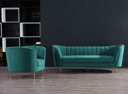 Seat Design Couch Lounge Sofa 2 Seater Living landscape Relax Velvet Solid wood
