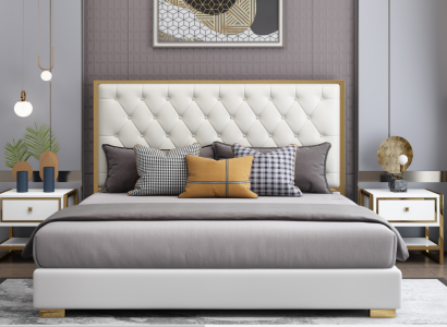 Designer Bed Bedroom Beds Hotel Leather Luxury Upholstery Seat Bed frame