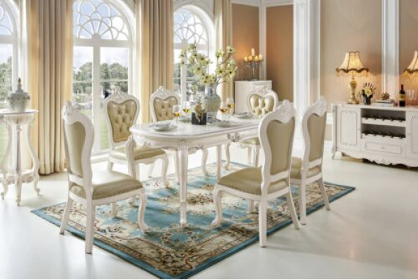 Classic Table Dining Set Armchair Baroque Dining Room Group 5pcs. Solid wood