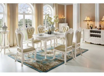 Classic Table Dining Set Armchair Baroque Dining Room Group 5pcs. Solid wood