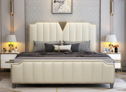 Designer Bed 180x200 Leather Hotel Metal Beds Decorative Double Bedroom