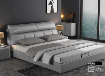 Gray Designer Bed Bedroom Beds Textile Leather Hotel Upholstery