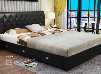 Chesterfield Designer Bed Bedroom Textile Leather Upholstery Italian