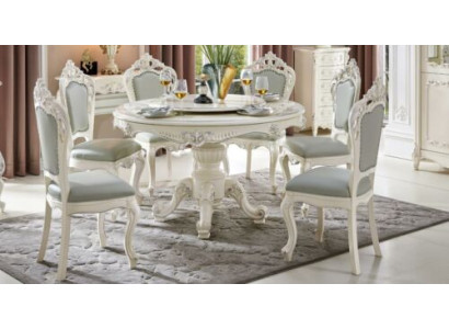 Design Round Table 4x Chairs Dining Room Seat Upholstery Round Tables Suite Wood
