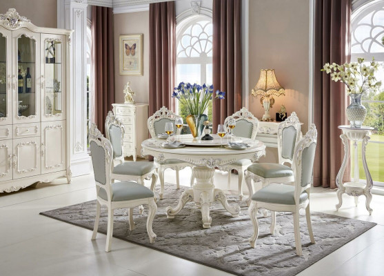 Design Round Table 4x Chairs Dining Room Seat Upholstery Round Tables Suite Wood