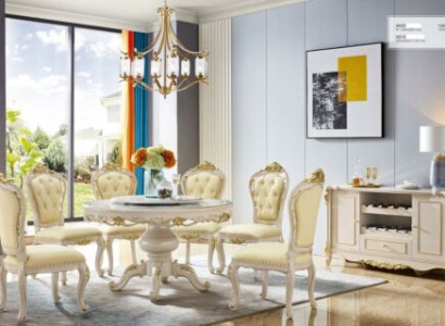 Classic White -Beige Chesterfield Chairs Stylish Dining room Chairs 6pcs.