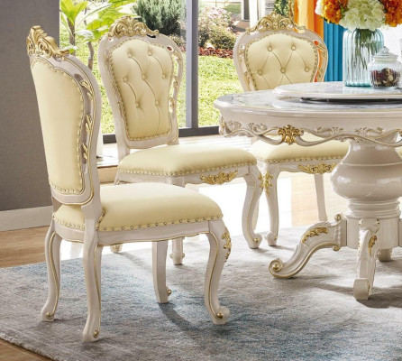 Classic White -Beige Chesterfield Chairs Stylish Dining room Chairs 6pcs.