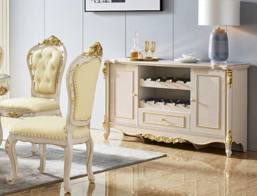 Classic White -Beige Chesterfield Chairs Stylish Dining room Chairs 6pcs.