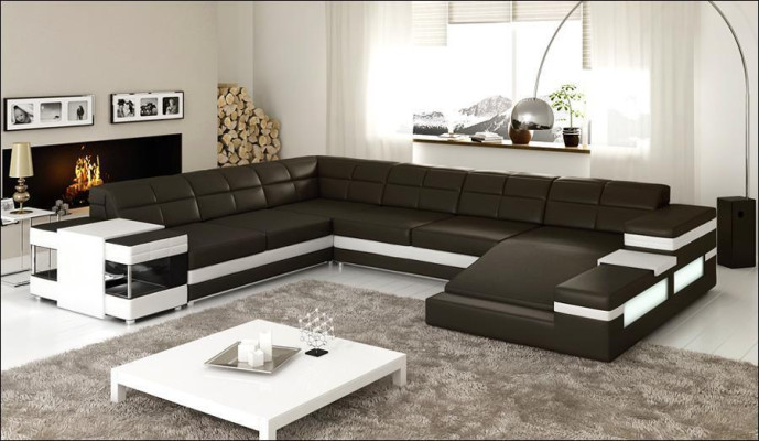 Leather sofa Couch Living landscape Corner sofa Corner Suite Design Modern Sofa 1201B