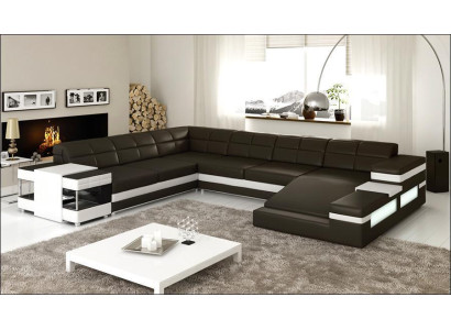 Leather sofa Couch Living landscape Corner sofa Corner Suite Design Modern Sofa 1201B