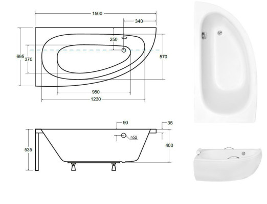 Bathtub corner bathtub corner 150*70 cm acrylic bathtub bath decorative corner bathtub