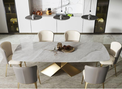 Luxury Dining Tables Design Table stainless steel Stone Furniture Dining room Modern Column