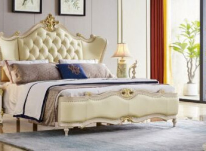 Chesterfield Bed Bedside table 3 pieces. Set Beds Bedroom Leather Solid wood
