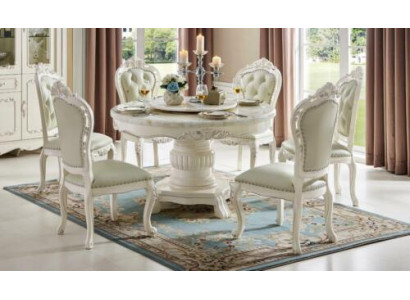 Classic Old White Chesterfield Chair Set Designer Leather Chairs x6 Set