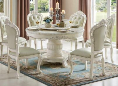 Classic Old White Chesterfield Chair Set Designer Leather Chairs x6 Set