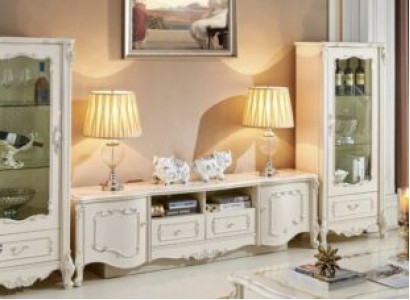 Design Display case Sideboard 2x Wardrobe TV cabinet Wall unit Sideboard 3 pcs. Solid wood