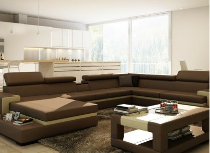Leather sofa Corner sofa U-shape Couch Living landscape Designer Seat Corner LEONARDO-B