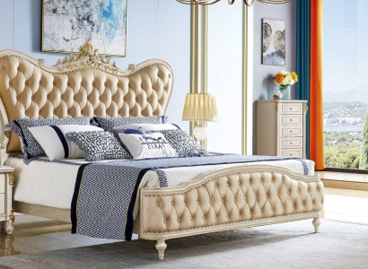 Baroque Chesterfield Furniture 3-piece Set Bedroom Beds 2x Bedside tables Solid wood