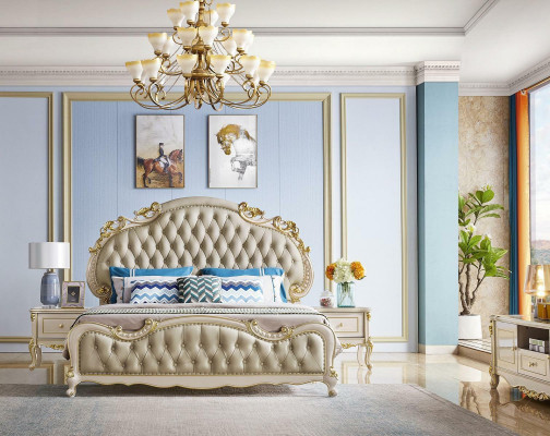 Modern Bed 2x Bedside table 3 pcs. Bedroom Set Bedroom Solid wood