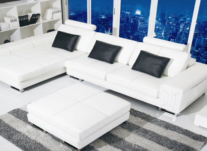 Corner sofa Sofa Couch Upholstery Leather sofa with Shelf Seat Couch set Corner GenovaS