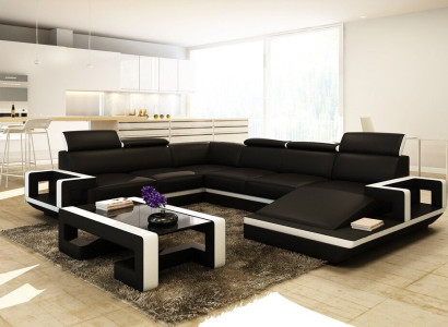 Living landscape Couch Upholstery Corner Suite Designer Leather Sofa Big Sofa new 5102