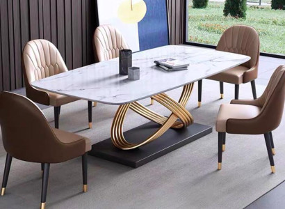 Luxury Table Metal Dining table Mega Design Tables stainless steel Marble Imitation Dining table