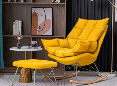 Armchair Metal Design Upholstery Lounge Rocking Chair Seat Room Swing