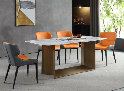 Luxury Tables Dining table stainless steel Furniture Column Table Marble Style Dining Tables Metal