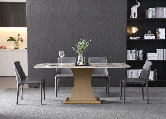 Luxury Dining table stainless steel Tables Furniture Column Table Marble Style Dining Tables Metal
