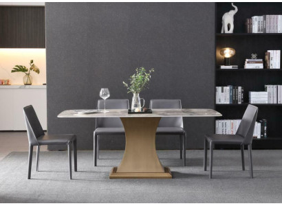 Luxury Dining table stainless steel Tables Furniture Column Table Marble Style Dining Tables Metal