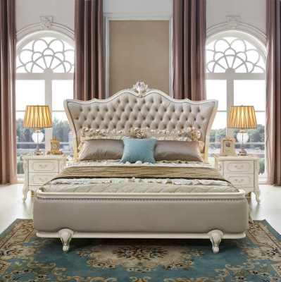 Luxury Chesterfield Baroque Bed Bedside table 3-piece. Bedroom Sets Solid wood