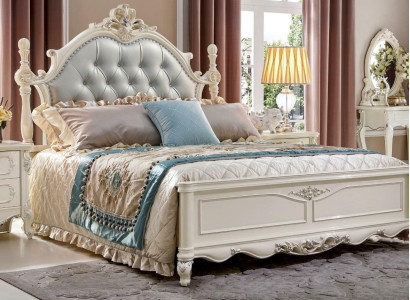 Classic s designer Chesterfield bed in white rococo-baroque style