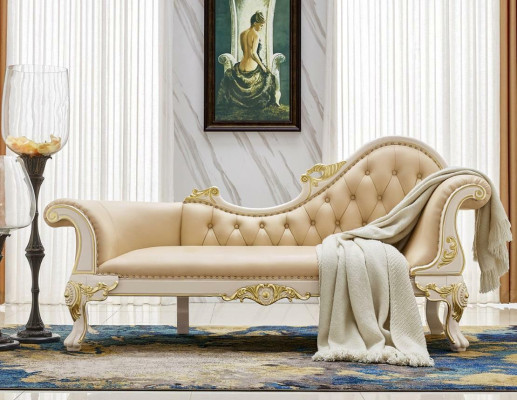 Chaise longues Couch Leather Lounger Ottoman Sofa Chesterfield Solid wood