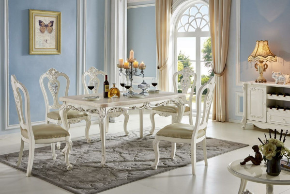 Classic Chairs Baroque Dining set Dining room Suite Rococo style 6x Solid wood