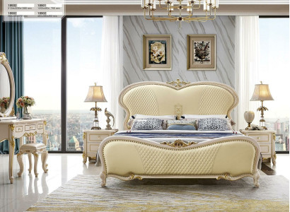 Classic r Beds Bedroom 3pcs. Set Bed 2x Bedside table Luxury Solid wood