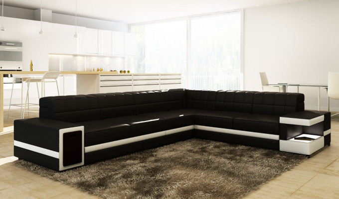 Leather sofa Sofa Couch Sofas Upholstery Seat Corner sofa Living landscape Big XXL
