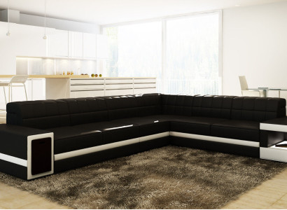 Leather sofa Sofa Couch Sofas Upholstery Seat Corner sofa Living landscape Big XXL