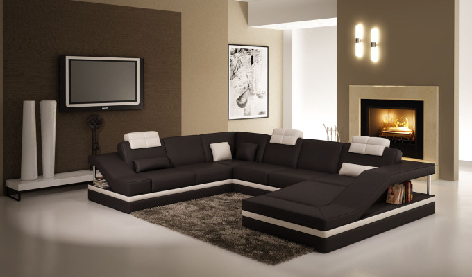 Modern Living room Corner sofa Living landscape Big XXL Leather Sofa