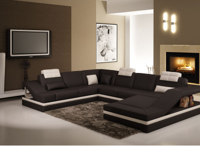 Modern Living room Corner sofa Living landscape Big XXL Leather Sofa