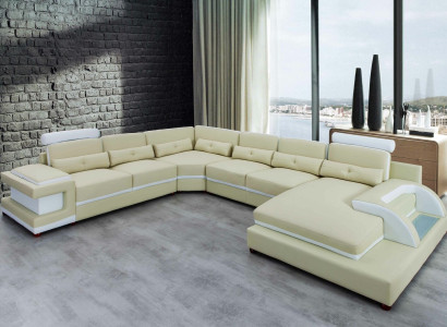 Leather sofa XXL Big Sofas Sofa Couch Couch Upholstery Corner sofa Living landscape Leather