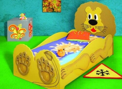 Childrens bed youth bed Bed Beds Incls Mattress Wooden bed 90x200cm animal lion new