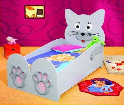 Childrens bed youth bed Bed Beds + Mattress Wooden bed 90x200cm animal cat new