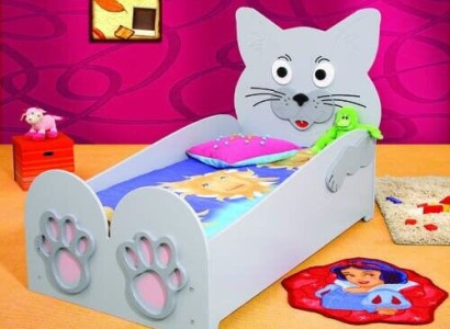 Childrens bed youth bed Bed Beds + Mattress Wooden bed 90x200cm animal cat new