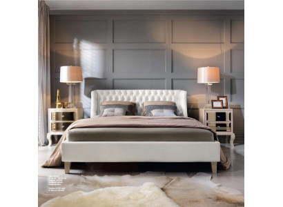 Luxury Bedroom Bed Bedside table Suite Double bed Beds 3pcs Modern White