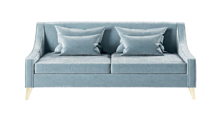 Velvet Three Seater Sofa 3 Seat Sofas Fabric Living room Polyester Modern Luxury Blue