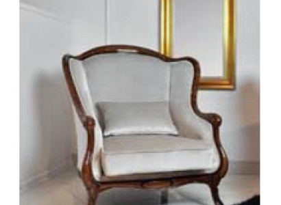 Armchair Wing Chair Seater Gray Seat Velvet Luxury Living room Classic Wood new