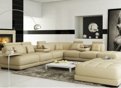 Big Sofa Leather Sofa Couch Living landscape L-shape Upholstery Suite Corner sofa